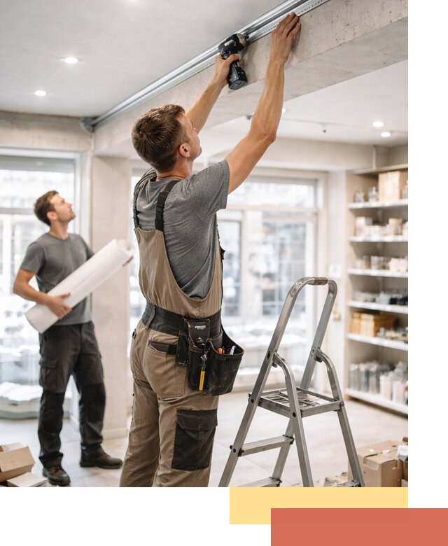 Монтаж натяжных потолков в магазине в Невинномысске