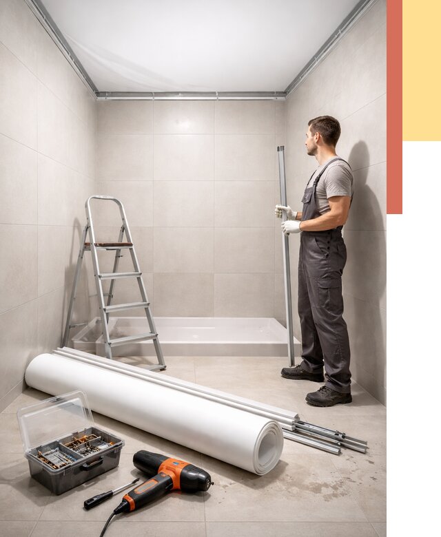 Монтаж натяжного потолка в санузле в Невинномысске от 1892 руб. — ОТДЕЛОЧНИК-Нвн