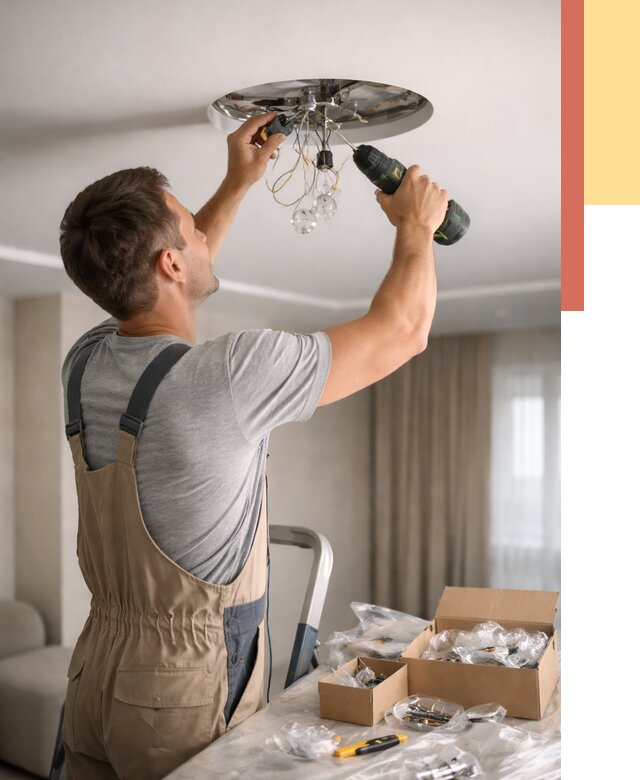 Установка люстры в натяжной потолок в Невинномысске от 1227 руб. | Быстро и недорого — ОТДЕЛОЧНИК-Нвн