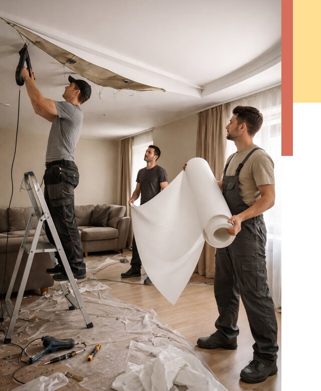 Замена полотна натяжного потолка в Невинномысске от 9718 руб. быстро и недорого | ОТДЕЛОЧНИК-Нвн