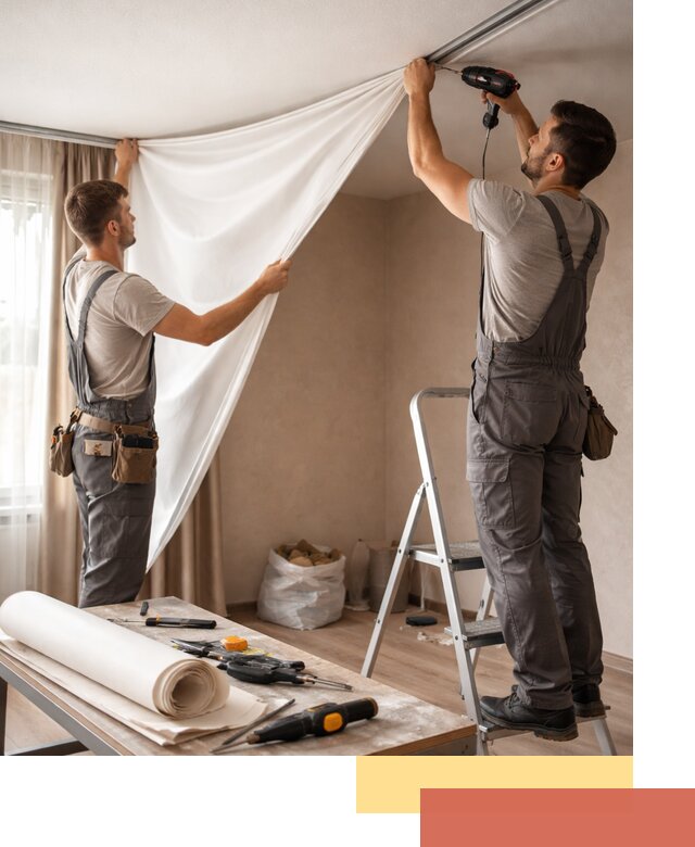 Замена полотна натяжного потолка в Невинномысске быстро и качественно