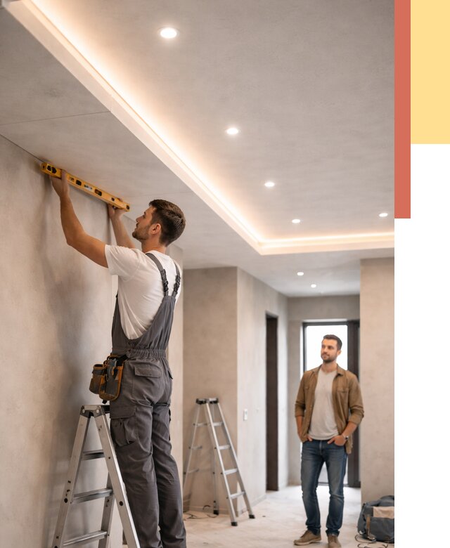 Потолок из гипсокартона с подсветкой в Невинномысске от 767 руб./м2 под ключ | ОТДЕЛОЧНИК-Нвн