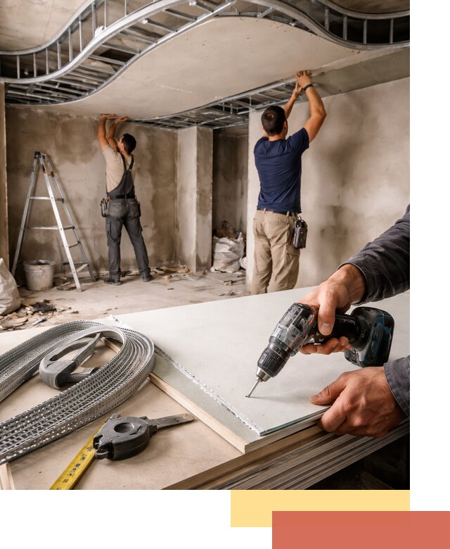 Криволинейный потолок из гипсокартона в Невинномысске — монтаж и отделка